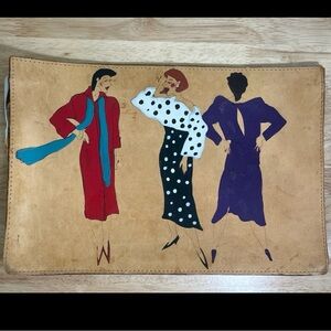 Vintage Leather Ilona Hand-Painted Laptop Sleeve Portfolio Professional Ladies